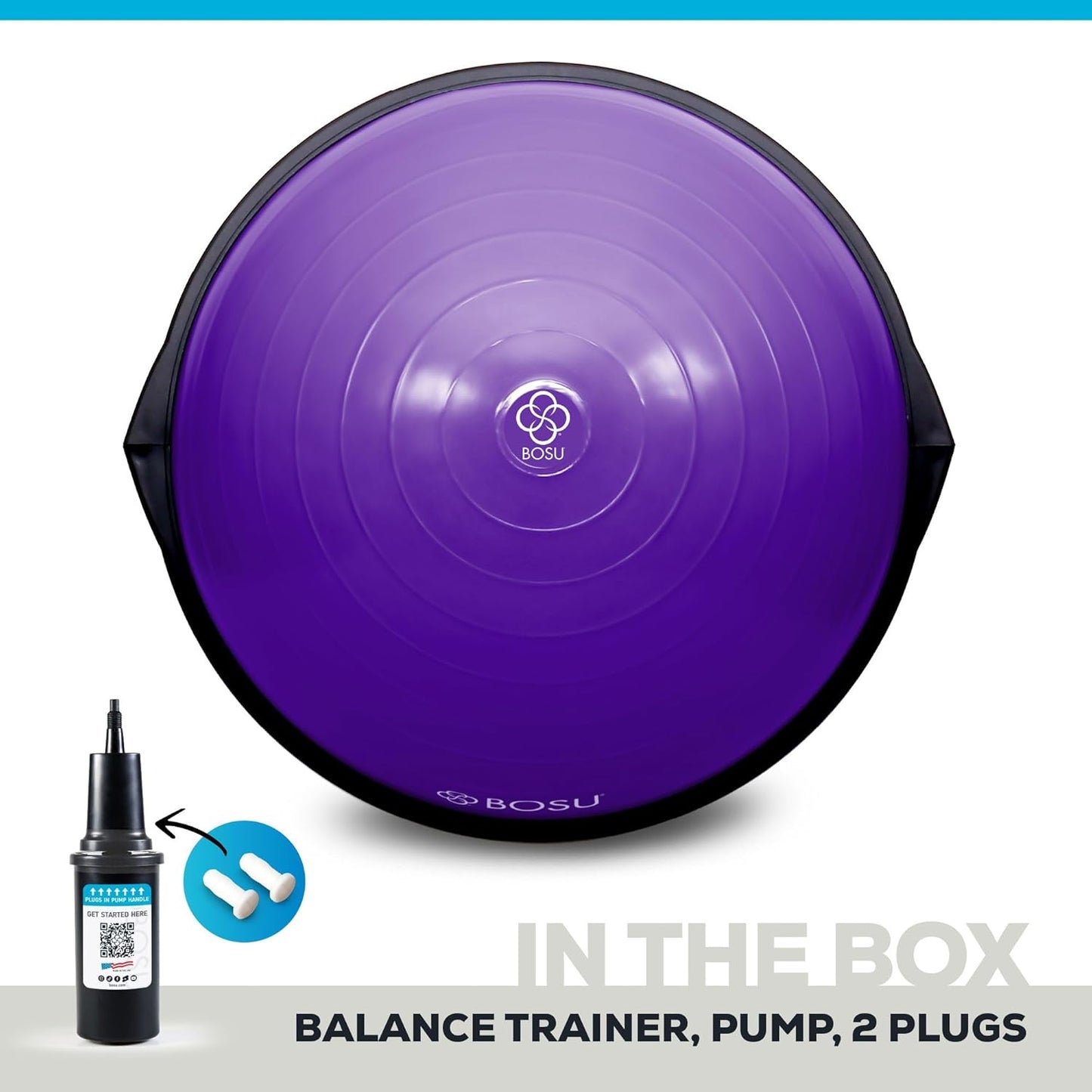 Balance Ball Exercise Trainer, Home Gym Equipment w/Guided Workouts & Pump, 26" Inflatable Fitness Platform for Strength Training, Standing, Balancing, and Core Workout