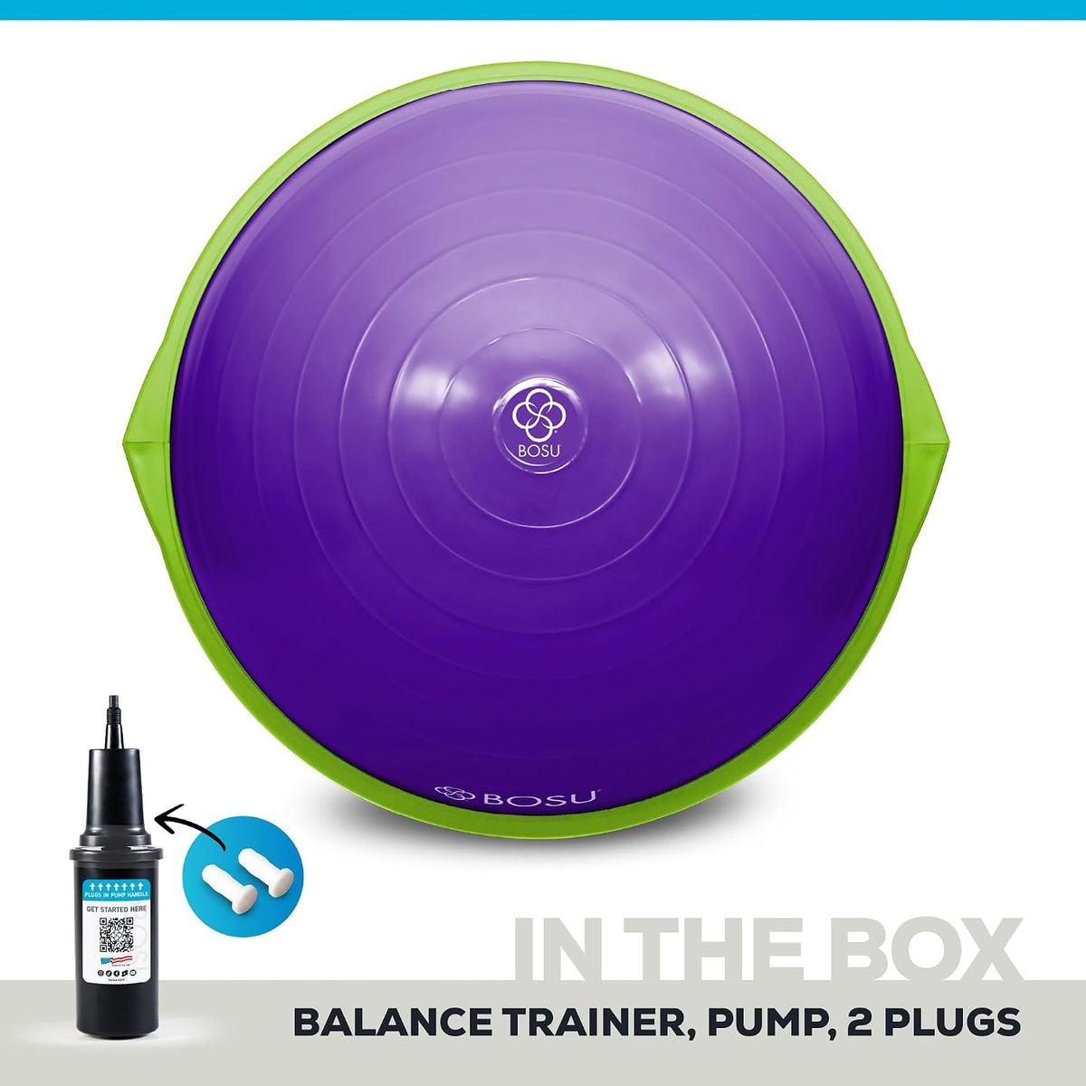 Balance Ball Exercise Trainer, Home Gym Equipment w/Guided Workouts & Pump, 26" Inflatable Fitness Platform for Strength Training, Standing, Balancing, and Core Workout
