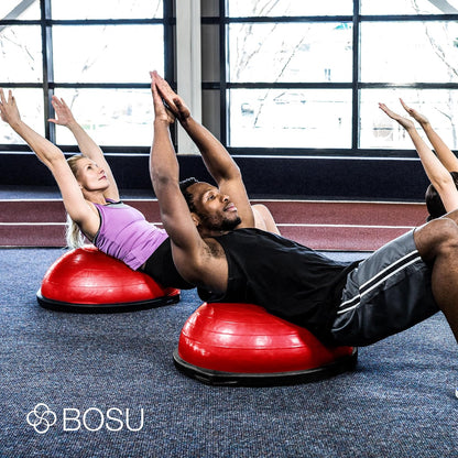 Balance Ball Exercise Trainer, Home Gym Equipment w/Guided Workouts & Pump, 26" Inflatable Fitness Platform for Strength Training, Standing, Balancing, and Core Workout