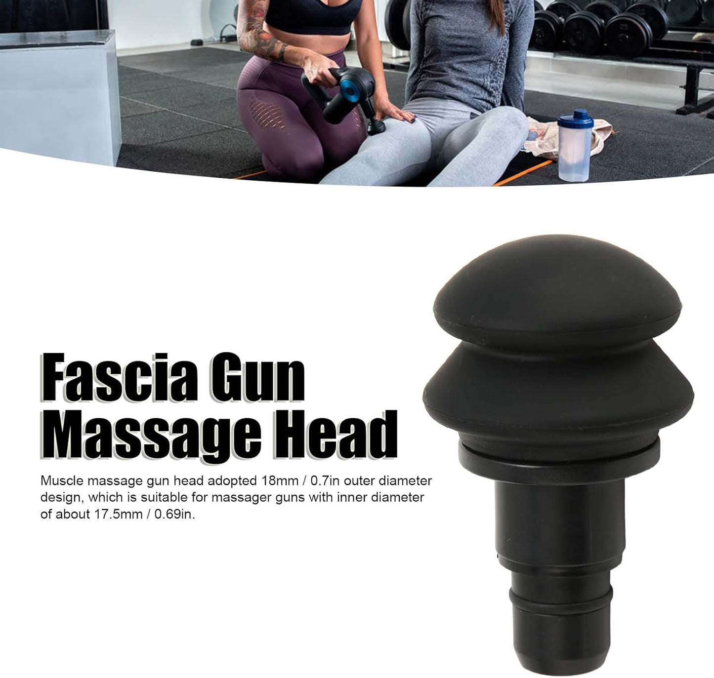 Fascia Massage Gun Head, 18mm Silicone Gas Cushion Fascia Massager Replacement Head, for Head, Buttocks, Thighs, Calves, Flat Major Muscles