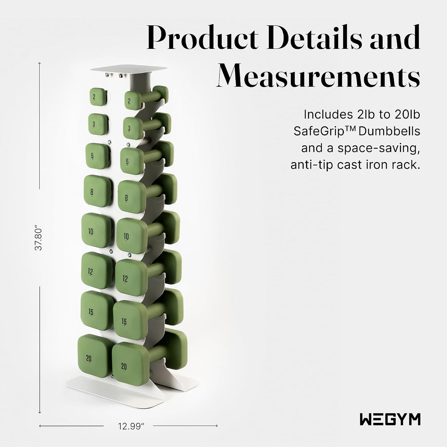 Square Dumbbell Set for Home Gym, Free Weights for Strength Training