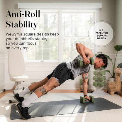 Square Dumbbell Set for Home Gym, Free Weights for Strength Training
