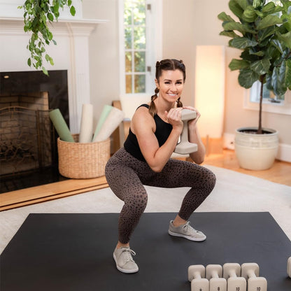 Square Dumbbell Set for Home Gym, Free Weights for Strength Training