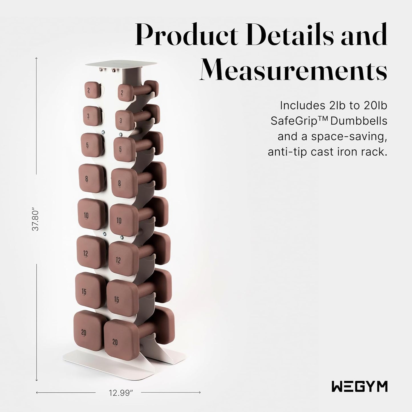 Square Dumbbell Set for Home Gym, Free Weights for Strength Training