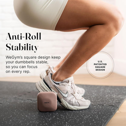 Square Dumbbell Set for Home Gym, Free Weights for Strength Training