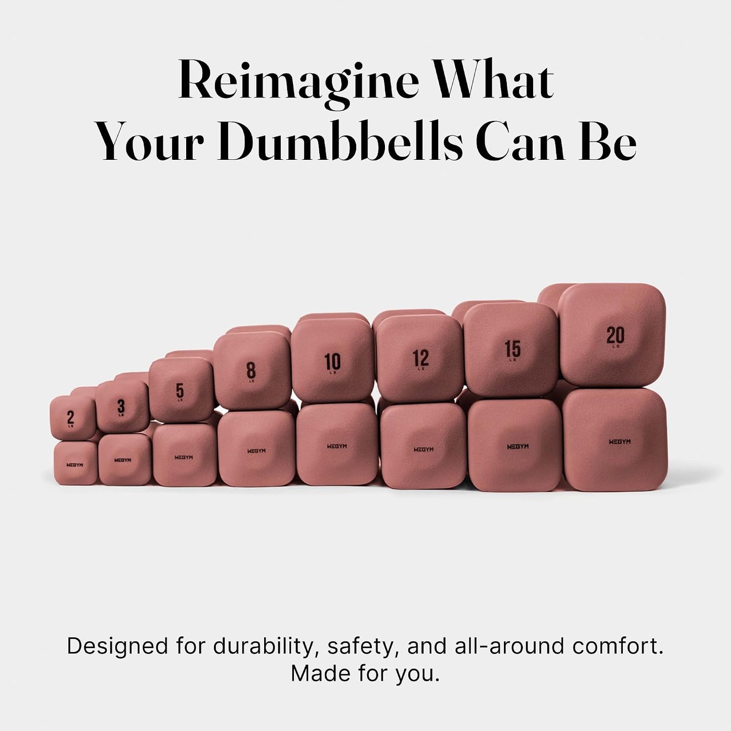 Square Dumbbell Set for Home Gym, Free Weights for Strength Training