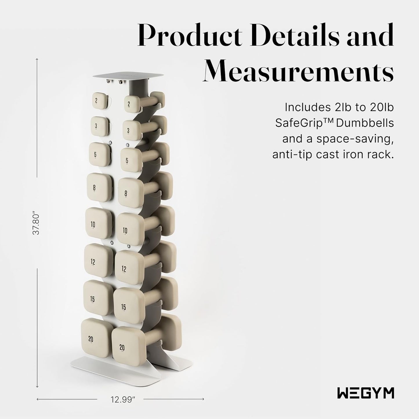 Square Dumbbell Set for Home Gym, Free Weights for Strength Training