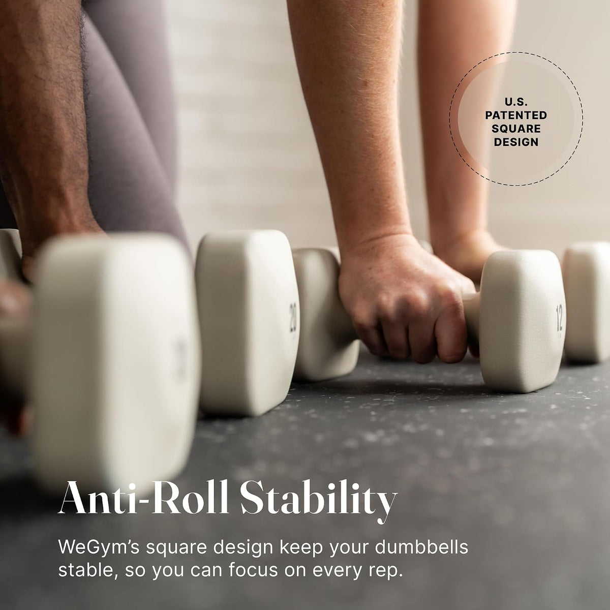 Square Dumbbell Set for Home Gym, Free Weights for Strength Training
