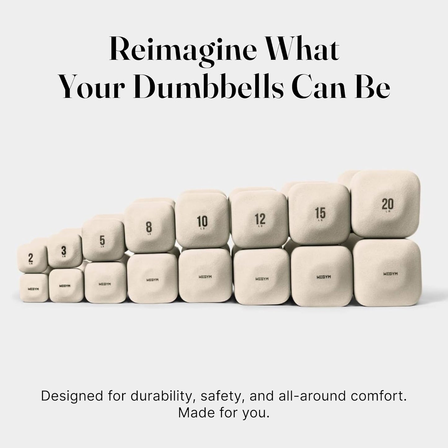 Square Dumbbell Set for Home Gym, Free Weights for Strength Training