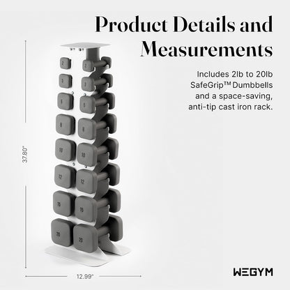 Square Dumbbell Set for Home Gym, Free Weights for Strength Training