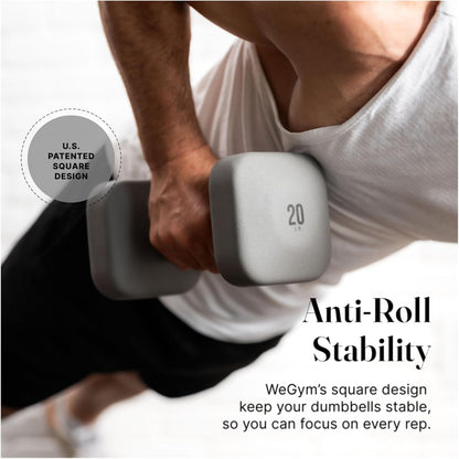 Square Dumbbell Set for Home Gym, Free Weights for Strength Training