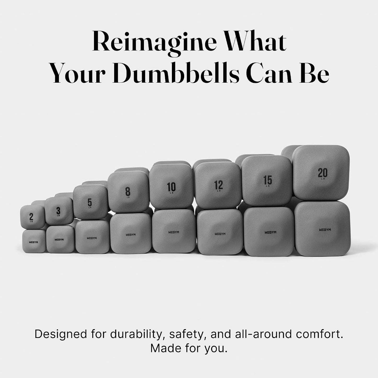 Square Dumbbell Set for Home Gym, Free Weights for Strength Training