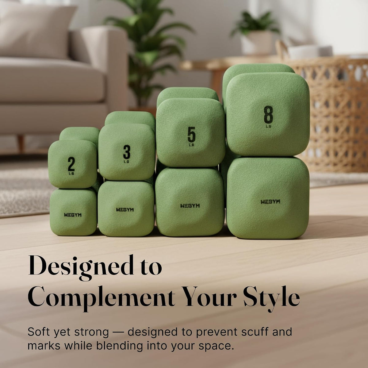 Square Dumbbell Set for Home Gym, Free Weights for Strength Training