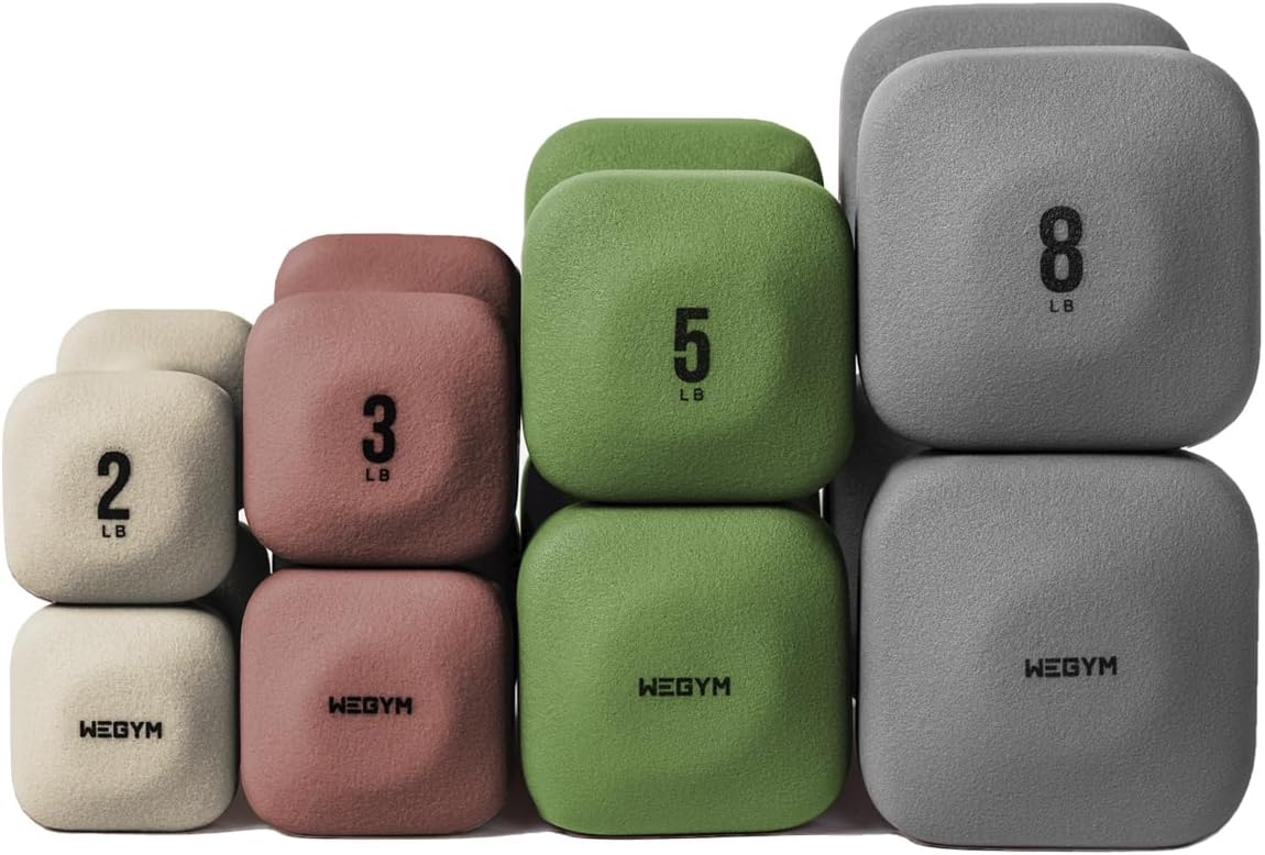 Square Dumbbell Set for Home Gym, Free Weights for Strength Training