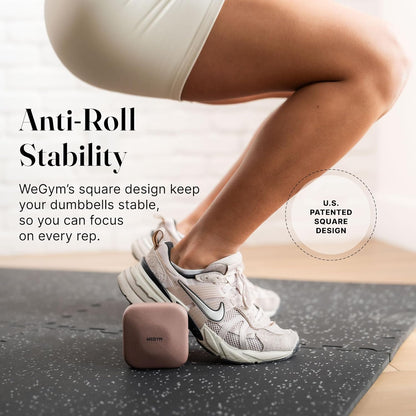 Square Dumbbell Set for Home Gym, Free Weights for Strength Training