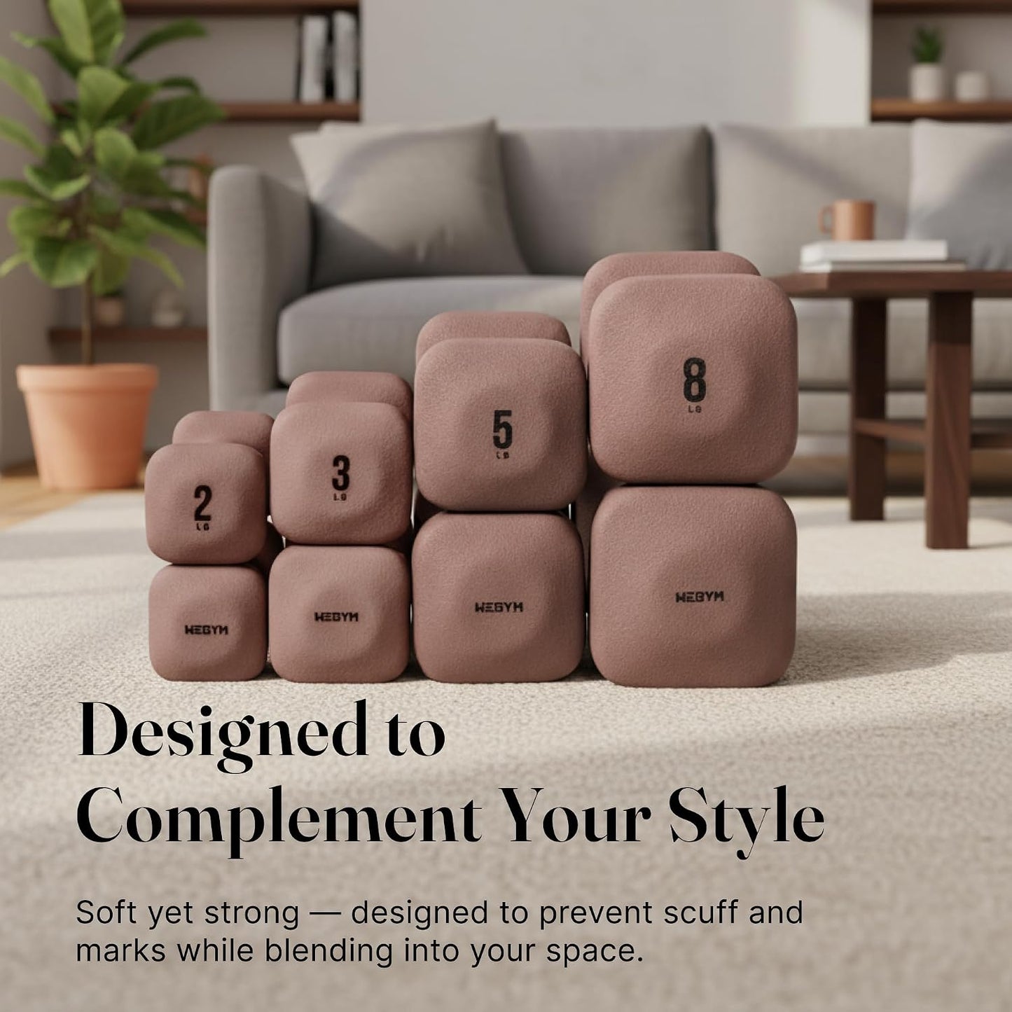 Square Dumbbell Set for Home Gym, Free Weights for Strength Training