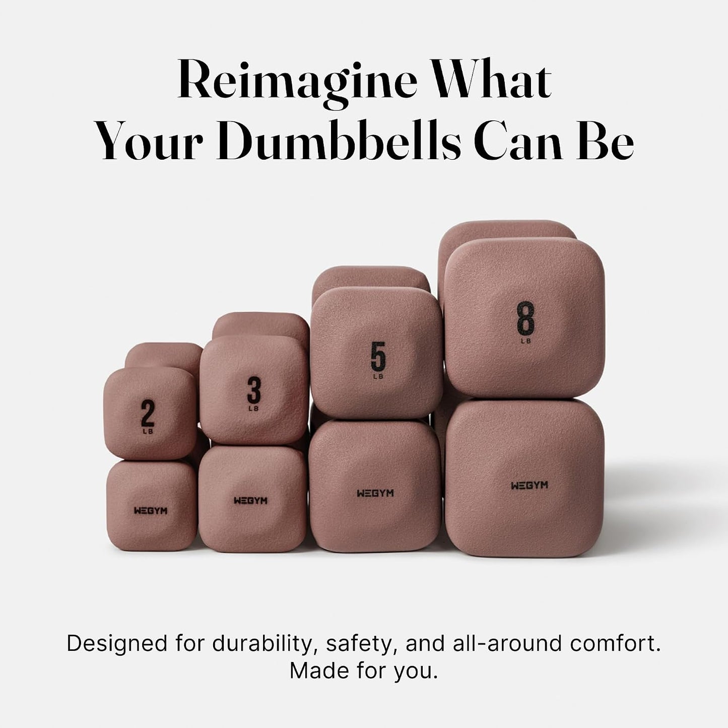 Square Dumbbell Set for Home Gym, Free Weights for Strength Training
