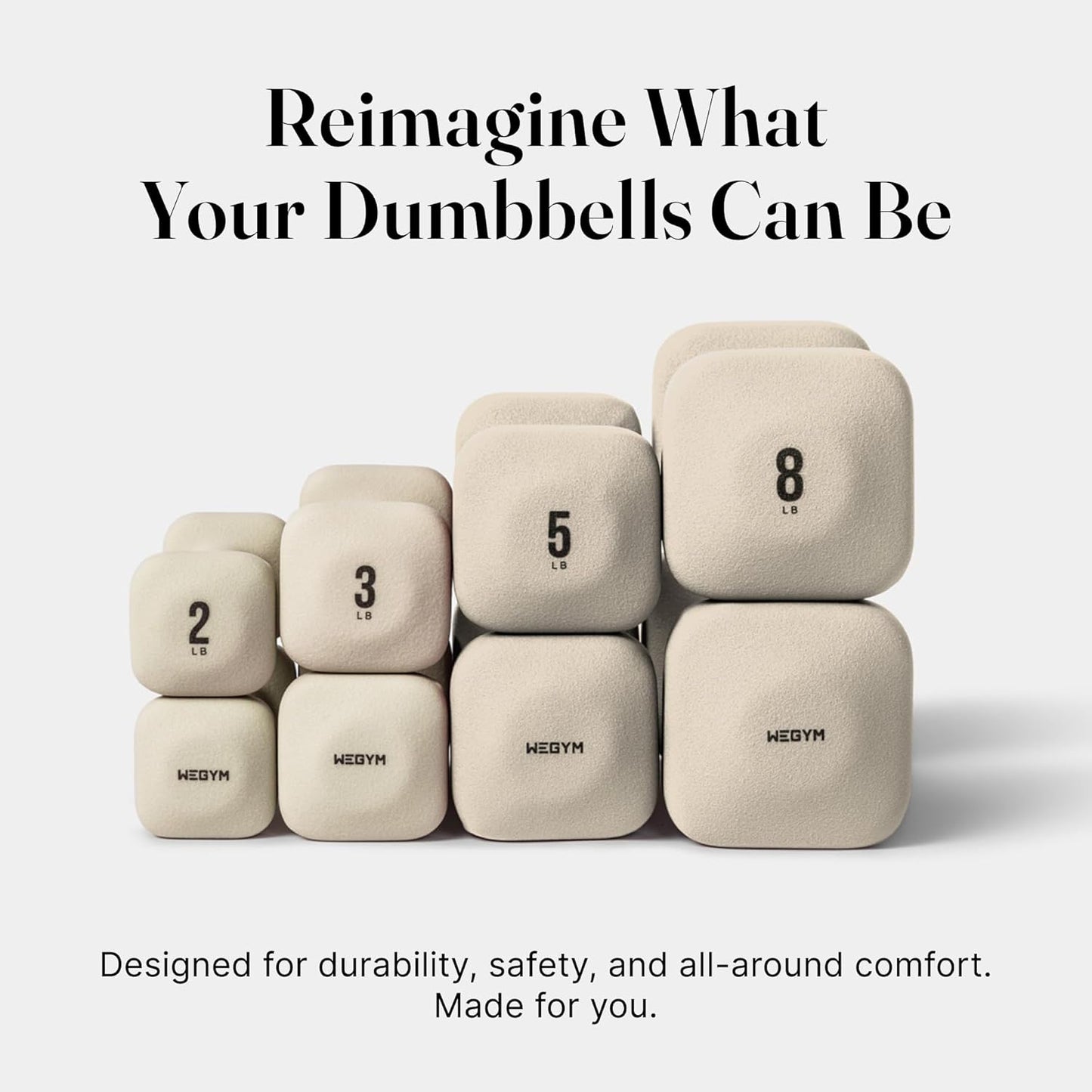 Square Dumbbell Set for Home Gym, Free Weights for Strength Training