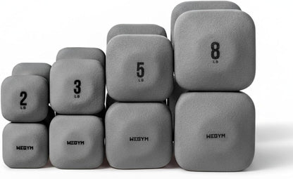 Square Dumbbell Set for Home Gym, Free Weights for Strength Training