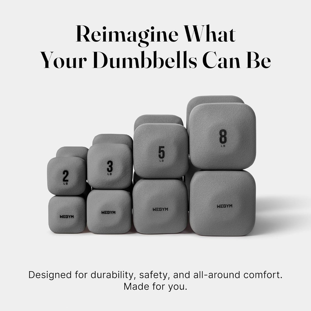Square Dumbbell Set for Home Gym, Free Weights for Strength Training