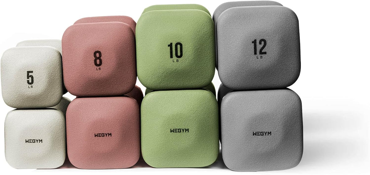 Square Dumbbell Set for Home Gym, Free Weights for Strength Training