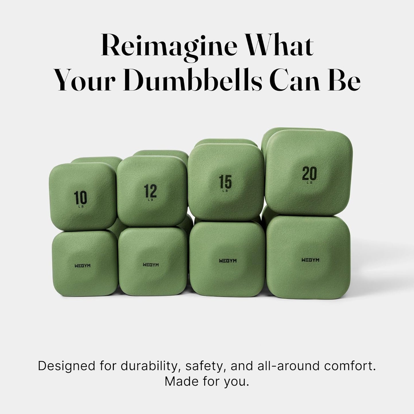 Square Dumbbell Set for Home Gym, Free Weights for Strength Training