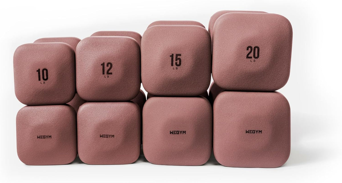 Square Dumbbell Set for Home Gym, Free Weights for Strength Training