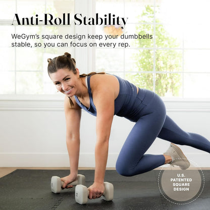 Square Dumbbell Set for Home Gym, Free Weights for Strength Training