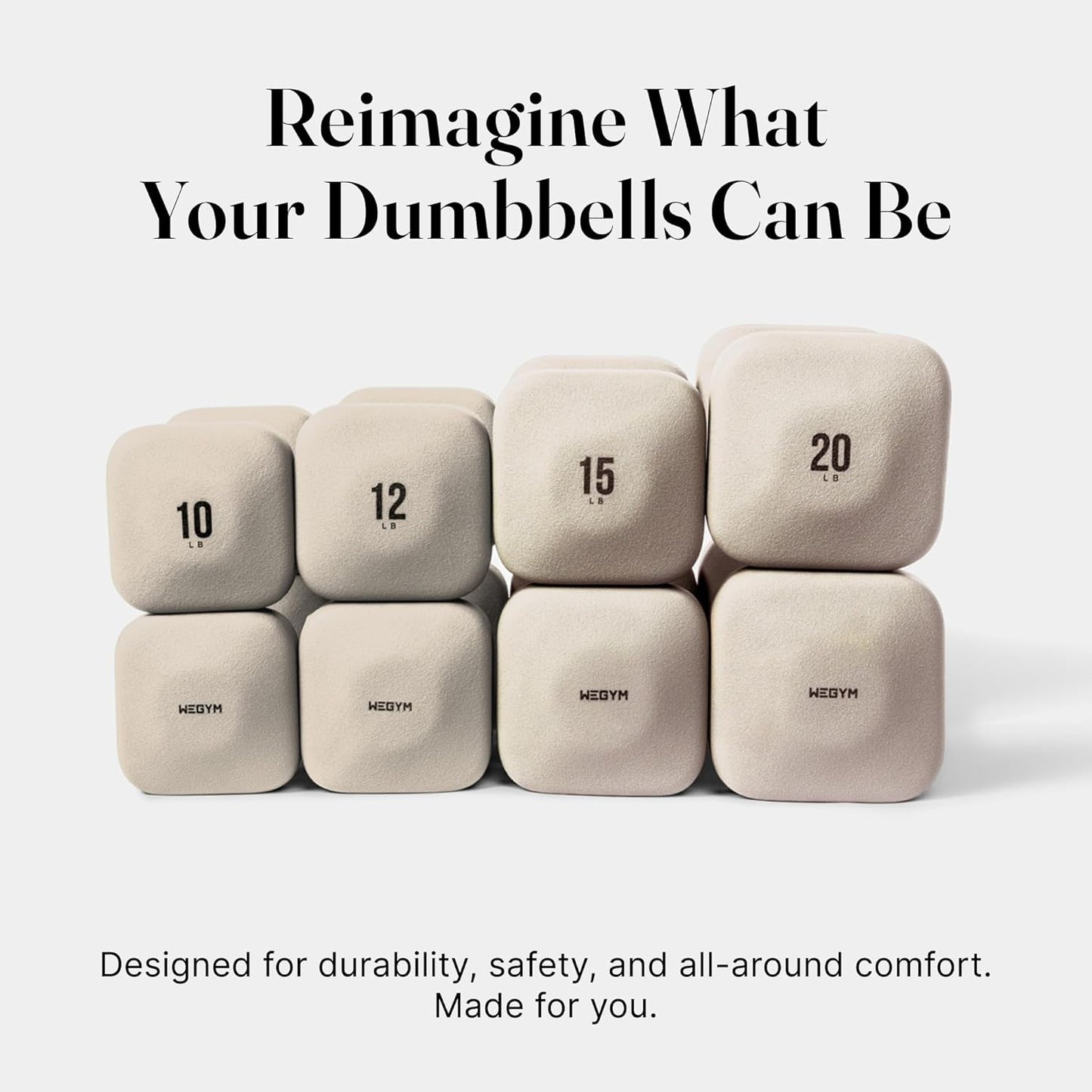 Square Dumbbell Set for Home Gym, Free Weights for Strength Training