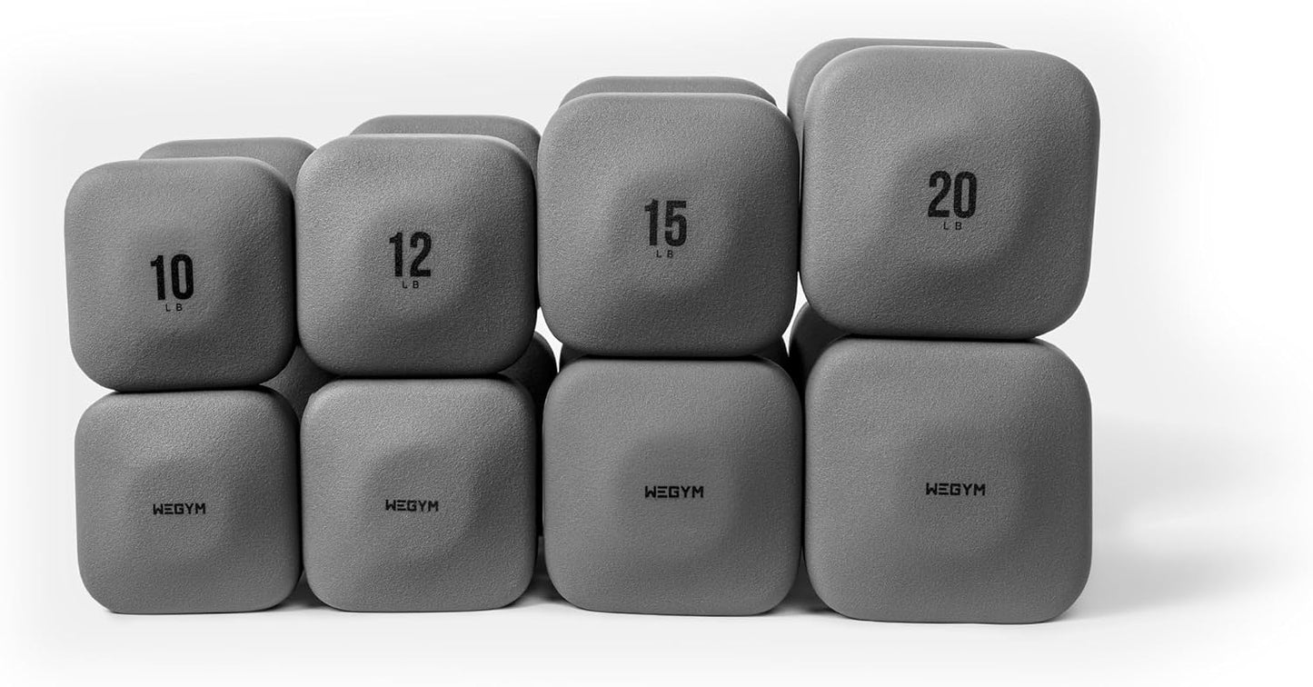 Square Dumbbell Set for Home Gym, Free Weights for Strength Training