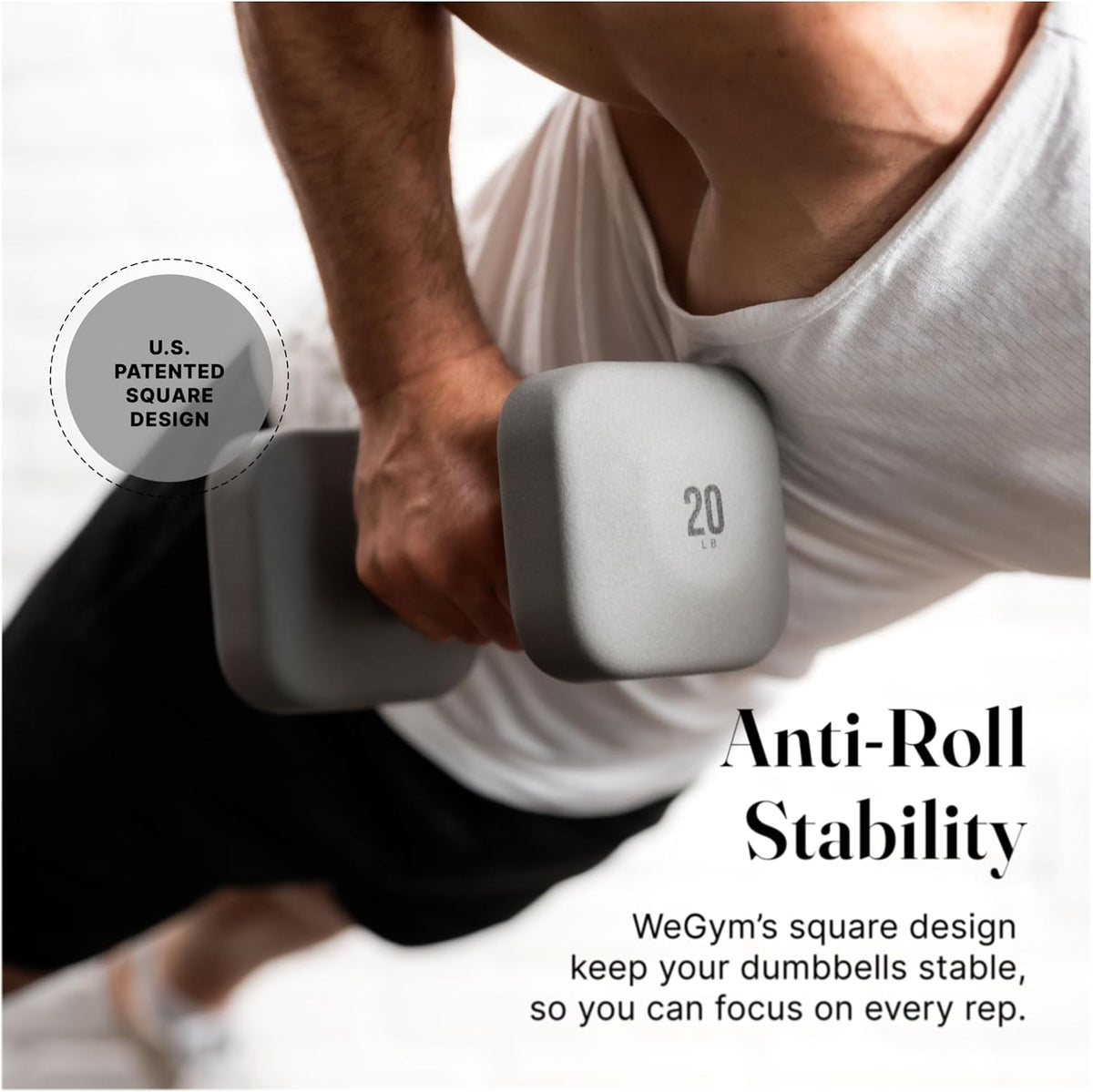 Square Dumbbell Set for Home Gym, Free Weights for Strength Training