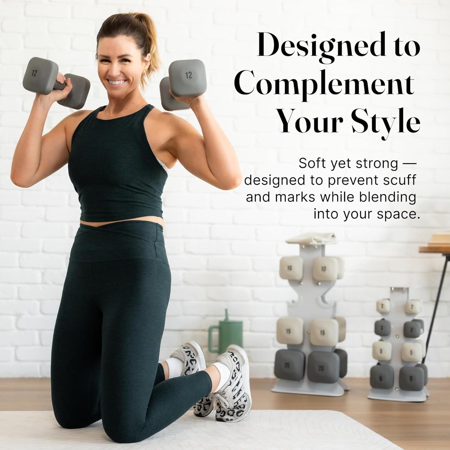 Square Dumbbell Set for Home Gym, Free Weights for Strength Training