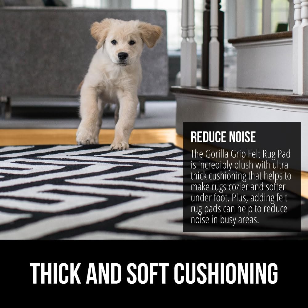Felt with Rubber Stay in Place Slip Resistant Rug Pad, 1/8 inch Thick, 2x3 FT Protective Padding Under Area Rugs, Cushioned Gripper Pads, Carpet Runners, Hardwood Floors Protection