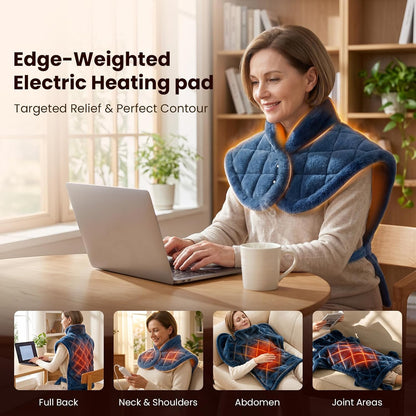 Heating Pad for Neck, Shoulders and Back, FSA Eligible HSA Eligible Electric Heat Pad, Edge-Weighted Design, Fast Heating, ETL Certified, Gift for Women Men 24"x33"
