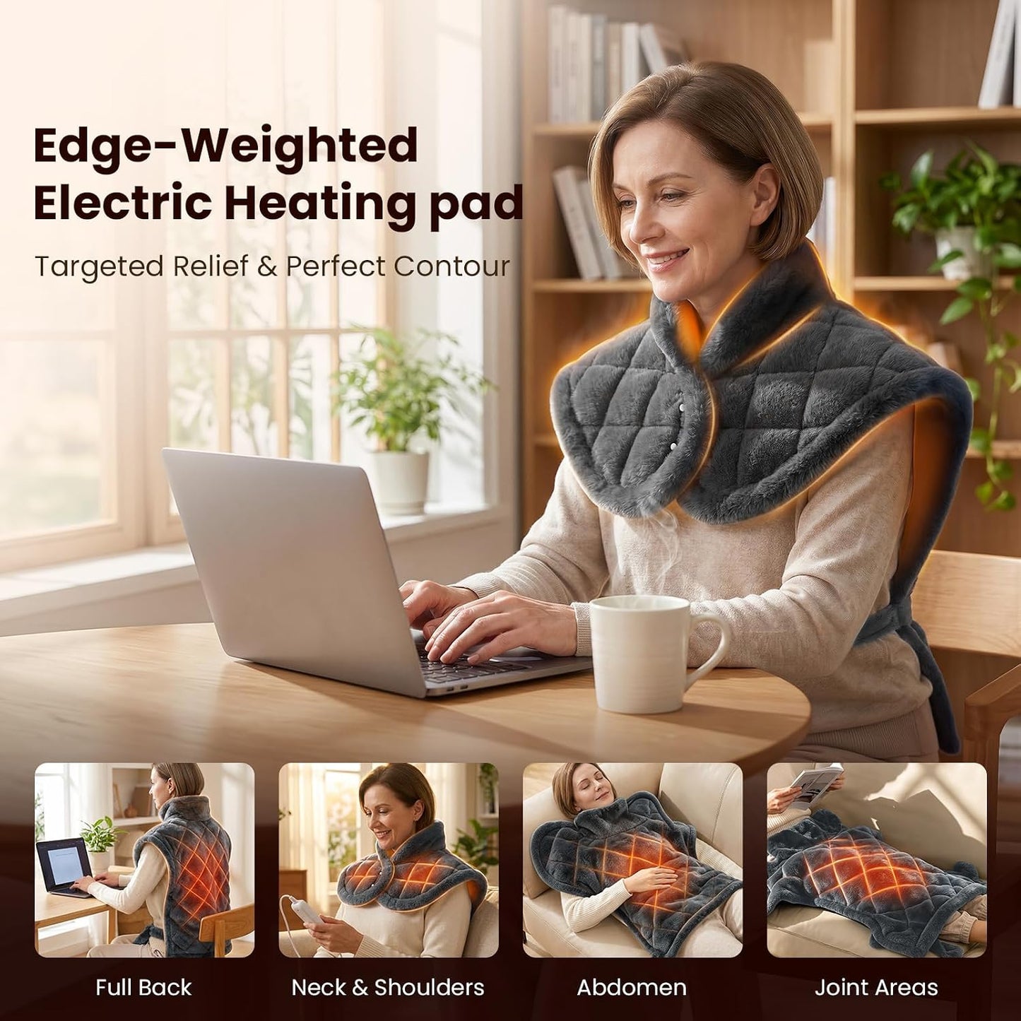 Heating Pad for Neck, Shoulders and Back, FSA Eligible HSA Eligible Electric Heat Pad, Edge-Weighted Design, Fast Heating, ETL Certified, Gift for Women Men 24"x33"