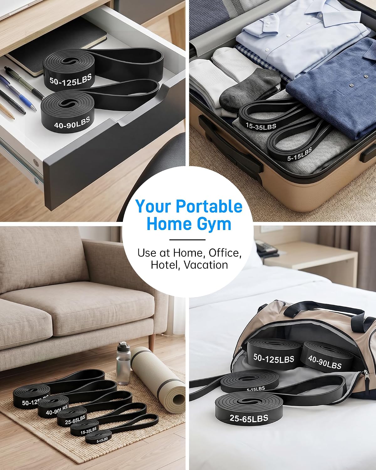 Renoj Resistance Bands for Working Out, 5 Levels Pull Up Assistance Bands Set for Workout, Exercise, Home Gym & Strength Training