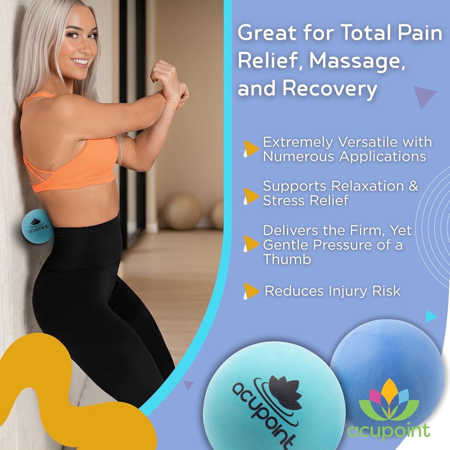 Massage Therapy Ball Set of 2 - Myofascial Release, Trigger Point & Deep Tissue - Lacrosse Ball for Back, Neck, Foot and Plantar Fasciitis Relief