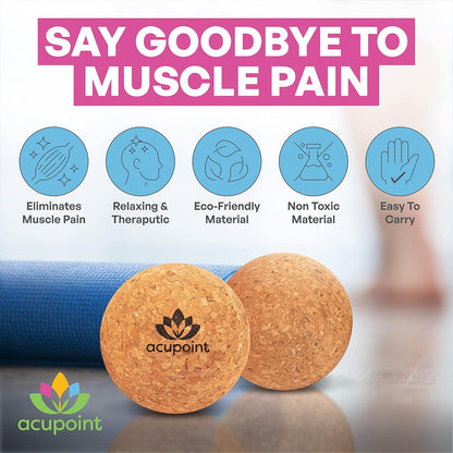 Massage Therapy Ball Set of 2 - Myofascial Release, Trigger Point & Deep Tissue - Lacrosse Ball for Back, Neck, Foot and Plantar Fasciitis Relief