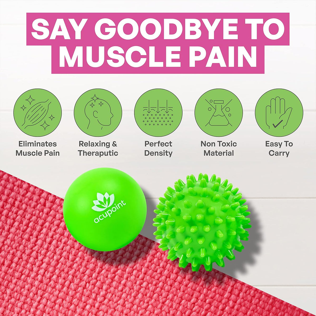 Massage Therapy Ball Set of 2 - Myofascial Release, Trigger Point & Deep Tissue - Lacrosse Ball for Back, Neck, Foot and Plantar Fasciitis Relief