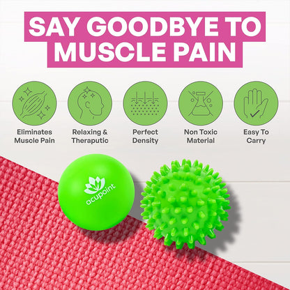 Massage Therapy Ball Set of 2 - Myofascial Release, Trigger Point & Deep Tissue - Lacrosse Ball for Back, Neck, Foot and Plantar Fasciitis Relief
