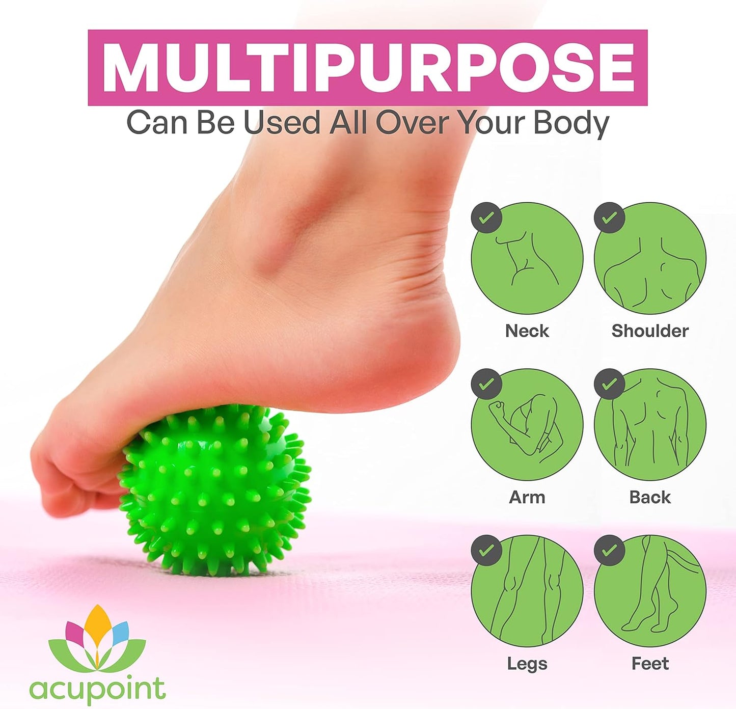 Massage Therapy Ball Set of 2 - Myofascial Release, Trigger Point & Deep Tissue - Lacrosse Ball for Back, Neck, Foot and Plantar Fasciitis Relief