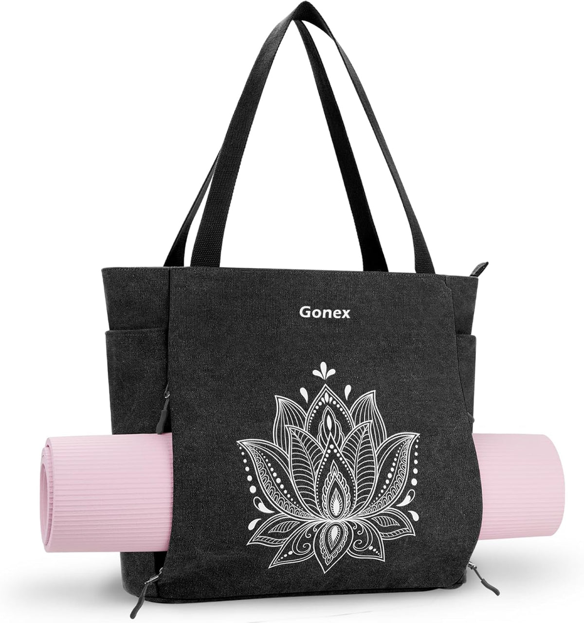 Yoga Mat Bag, Large Tote Bag with Multi Pockets for Women Men, Canvas Mat Carrier, Full Zipper Easy Access for Pilates Gym Travel