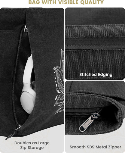 Yoga Mat Bag, Large Tote Bag with Multi Pockets for Women Men, Canvas Mat Carrier, Full Zipper Easy Access for Pilates Gym Travel