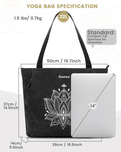 Yoga Mat Bag, Large Tote Bag with Multi Pockets for Women Men, Canvas Mat Carrier, Full Zipper Easy Access for Pilates Gym Travel