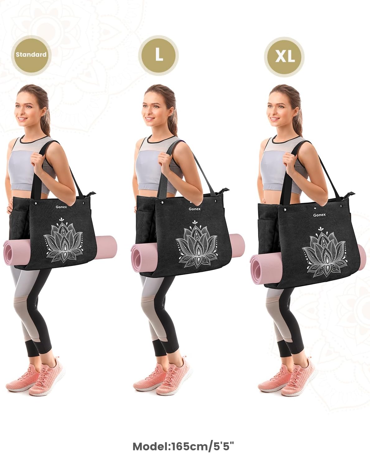 Yoga Mat Bag, Large Tote Bag with Multi Pockets for Women Men, Canvas Mat Carrier, Full Zipper Easy Access for Pilates Gym Travel