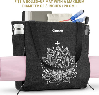 Yoga Mat Bag, Large Tote Bag with Multi Pockets for Women Men, Canvas Mat Carrier, Full Zipper Easy Access for Pilates Gym Travel