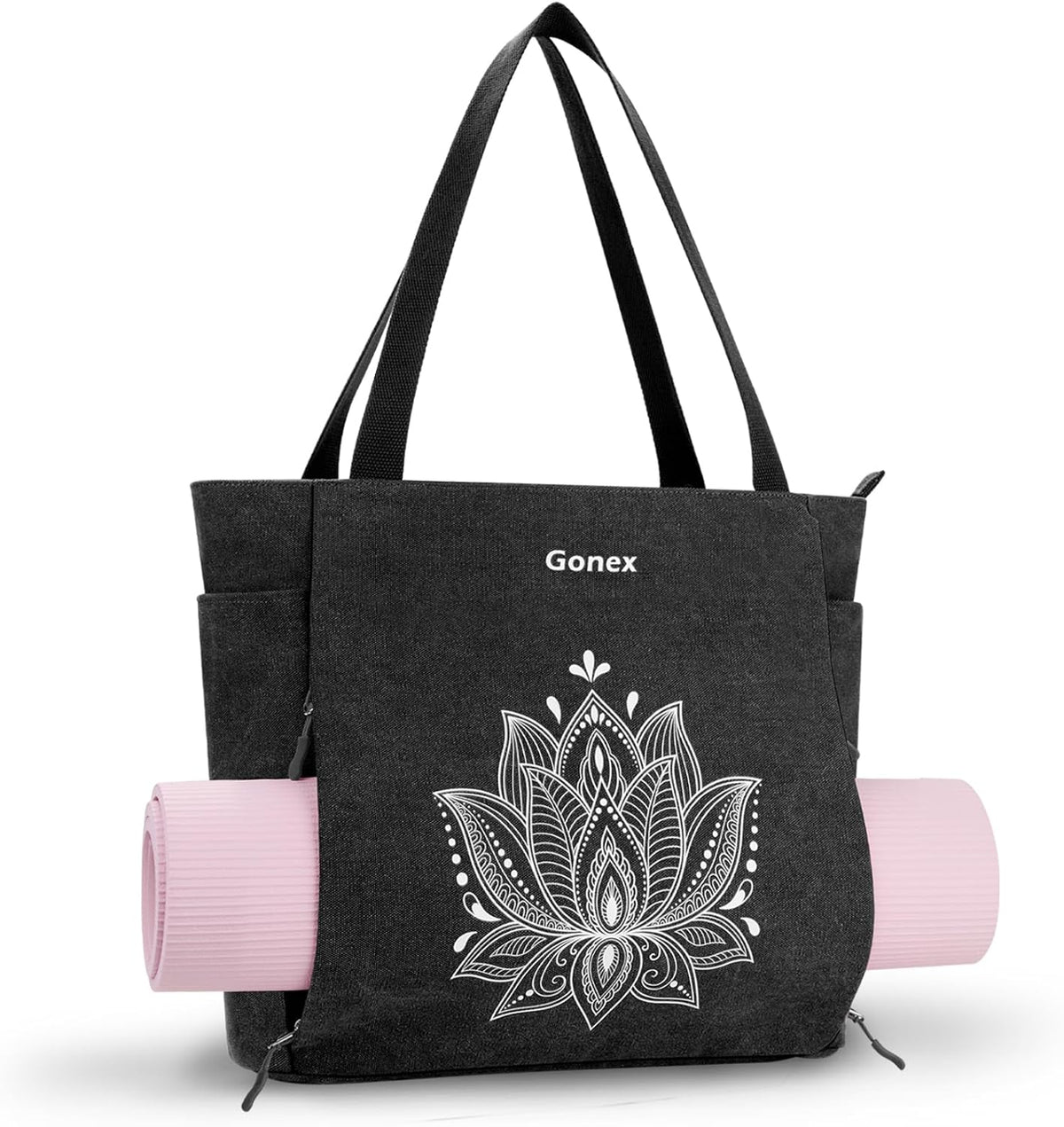Yoga Mat Bag, Large Tote Bag with Multi Pockets for Women Men, Canvas Mat Carrier, Full Zipper Easy Access for Pilates Gym Travel