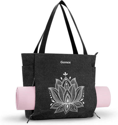 Yoga Mat Bag, Large Tote Bag with Multi Pockets for Women Men, Canvas Mat Carrier, Full Zipper Easy Access for Pilates Gym Travel