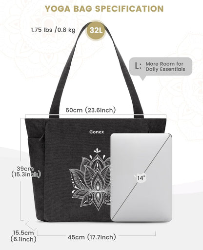 Yoga Mat Bag, Large Tote Bag with Multi Pockets for Women Men, Canvas Mat Carrier, Full Zipper Easy Access for Pilates Gym Travel