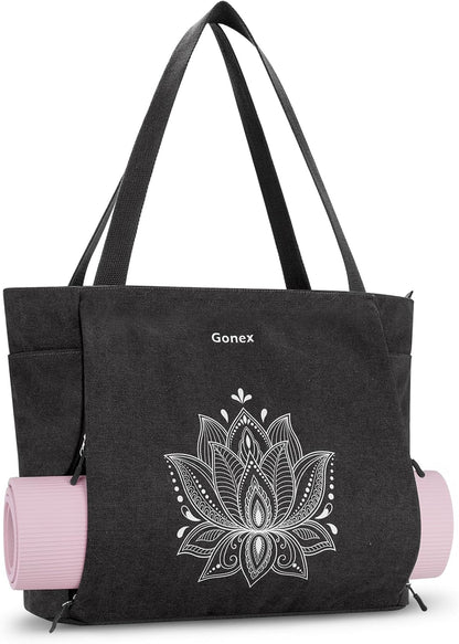 Yoga Mat Bag, Large Tote Bag with Multi Pockets for Women Men, Canvas Mat Carrier, Full Zipper Easy Access for Pilates Gym Travel